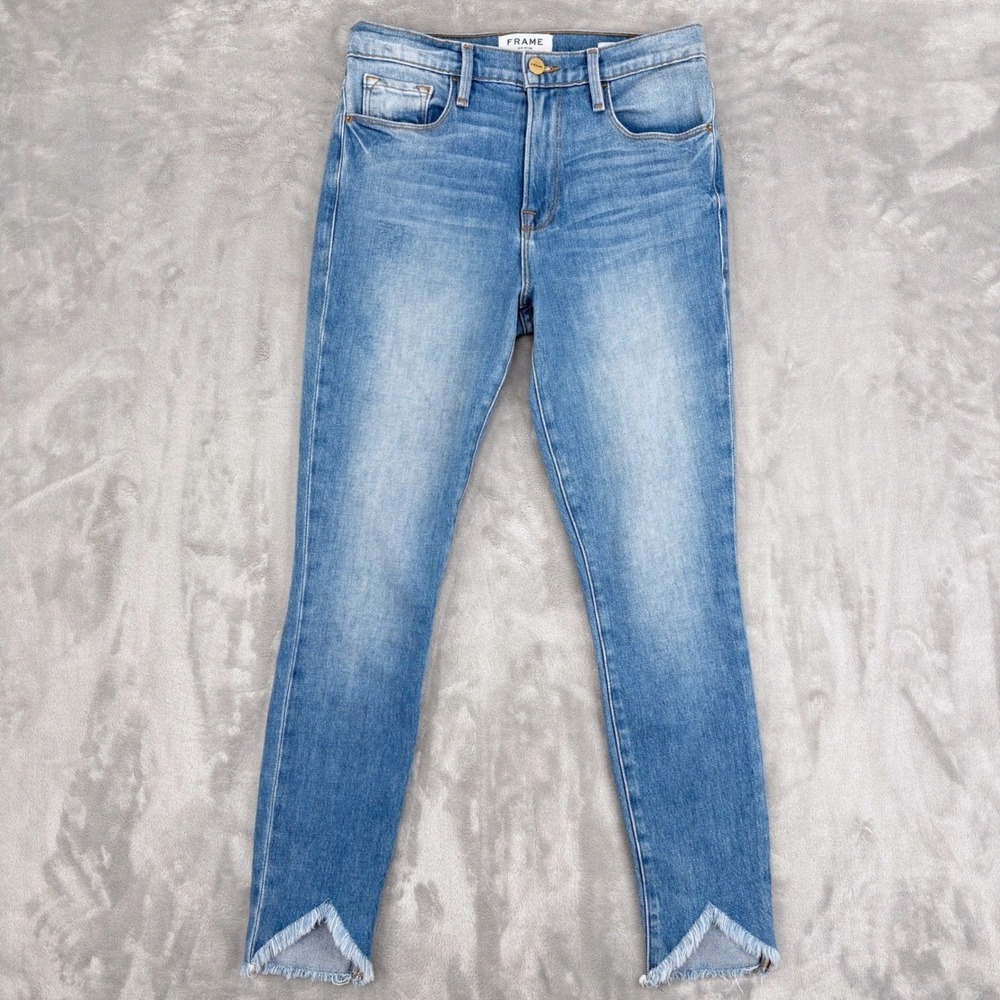 Frame Jeans Womens 25 (Fits 26x26) Ali High Rise Cigarette Opus Raw Notched Hem
